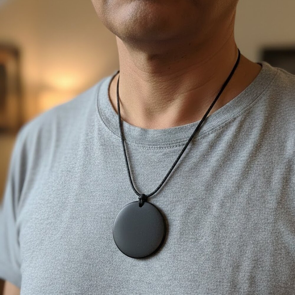 Big Circle Shungite Healing Mineral Pendant